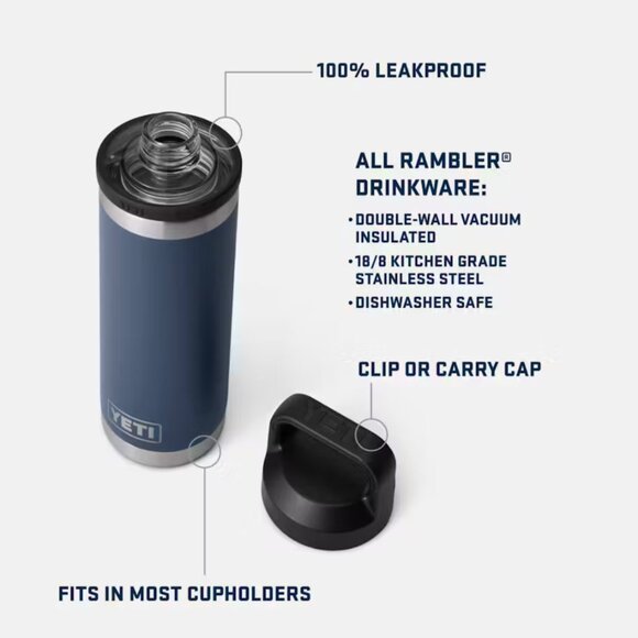 YETI RAMBLER 18 oz WATER BOTTLE  WITH CHUG CAP + BONUS WATER BOTTLE - Picture 3 of 4